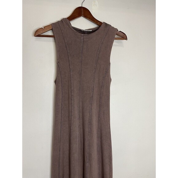 Zara Brown Mocha Dress Womens Small Sleeveless Knit Jersey Maxi High Neck - Picture 2 of 8